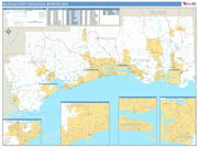 Biloxi-Gulfport-Pascagoula Metro Area Wall Map Basic Style